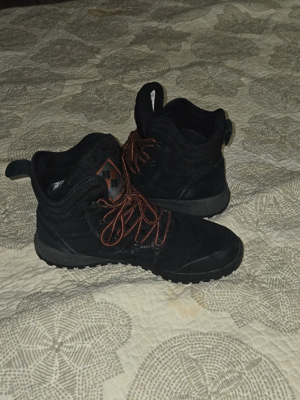Black Waterproof Boots with Red Laces